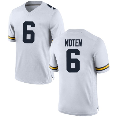 R.J. Moten Michigan Wolverines Men's NCAA #6 White Replica Brand Jordan College Stitched Football Jersey IUX2754BA